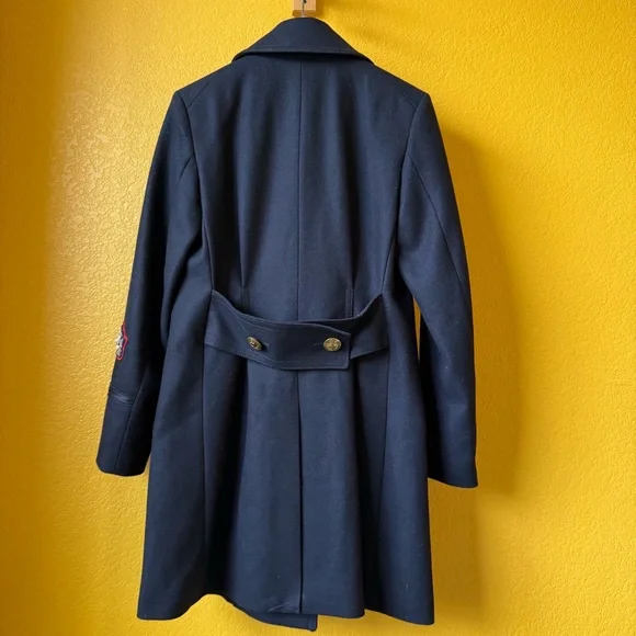 Coach 1941 Naval Officer Double Breasted Navy Wool Pea Coat with jeweled patches - Picture 5 of 10